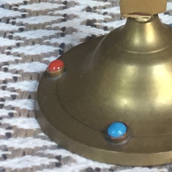 VTG Cabochons Cross Candelabra Boho Brass Religious Candle Holder Christian - Picture 5 of 8